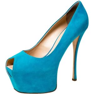Giuseppe Zanotti Pre-owned, Pre-owned, Dames, Blauw, 40 EU, Suède, Pre-owned Suede heels