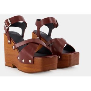 Ami Paris, Schoenen, Dames, Bruin, 40 EU, Leer, Cognac Leren Strappy Sandalen