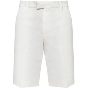 Alexander McQueen, Korte broeken, Heren, Wit, L, Katoen, Casual witte shorts met geplooide voorkant