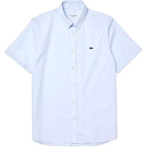 Lacoste, Overhemden, Heren, Blauw, L, Katoen, Premium Katoenen Regular Fit Overhemd met Vichy Ruitpatroon
