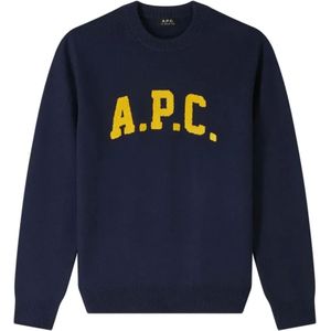 A.p.c., Truien, Heren, Blauw, L, Wol, Blauwe Trui Zacht Warm Dik Materiaal