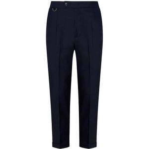 Low Brand, Broeken, Heren, Blauw, W33, Wol, Blauwe Wollen Broek Slim Fit