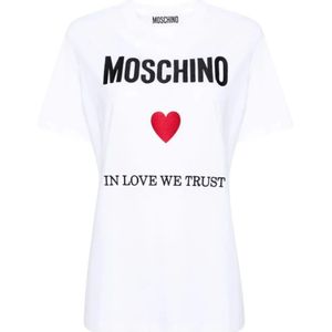 Moschino, Tops, Dames, Wit, M, Klassiek T-Shirt