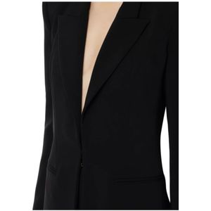 Elisabetta Franchi, Jumpsuits & Playsuits, Dames, Zwart, M, Satijn, Zwart Tailleur in Vloeibare Crêpe