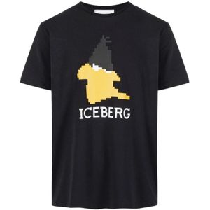 Iceberg, Tops, Heren, Zwart, M, Daffy Face Print T-shirt