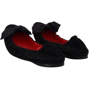 Dolce & Gabbana, Schoenen, Dames, Zwart, 37 EU, Suède, Zwarte Suède Ballerina