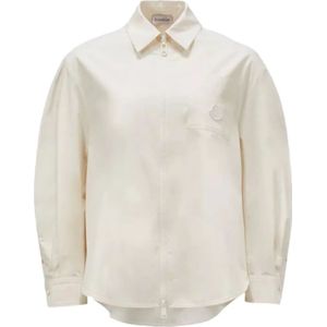 Moncler, Blouses & Shirts, Dames, Wit, XS, Katoen, Katoenen Poplin Rits Shirt Offwhite