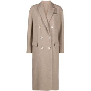 Brunello Cucinelli, Mantels, Dames, Beige, S, Beige Cashmere Double-Breasted Coat
