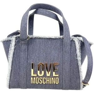 Love Moschino, Tassen, Dames, Blauw, ONE Size, Katoen, Tote Bags