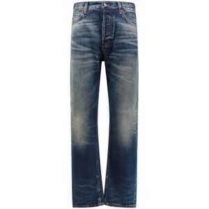 Haikure, Vintage Katoenen Jeans met Logo Patch Blauw, Heren, Maat:W36