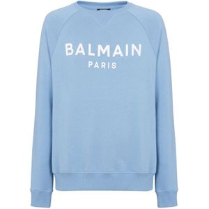Balmain, Sweatshirts & Hoodies, Heren, Blauw, L, Katoen, Paris sweatshirt