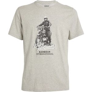 Barbour, Vintage Motorprint T-Shirt Grijs, Heren, Maat:L