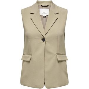 Only Carmakoma, Weathered Teak Mouwloos Vest Beige, Dames, Maat:4XL