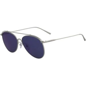 Calvin Klein, Accessoires, unisex, Grijs, 59 MM, Blauw Zilveren Zonnebril Ck 2163S-044 Stijl