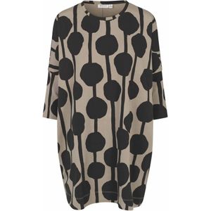 Masai, Blouses & Shirts, Dames, Beige, M, Oversized Tuniek met All-Over Print