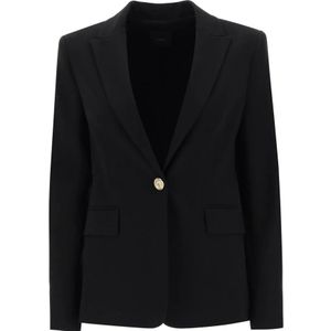 Pinko, Jassen, Dames, Zwart, L, Single-breasted blazer in Milano-stitch