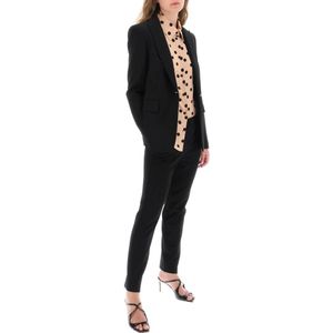 Pinko, Jassen, Dames, Zwart, L, Single-breasted blazer in Milano-stitch