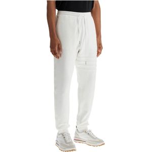 Thom Browne, Broeken, Dames, Wit, S, Katoen, Gestreepte katoenen sweatpants