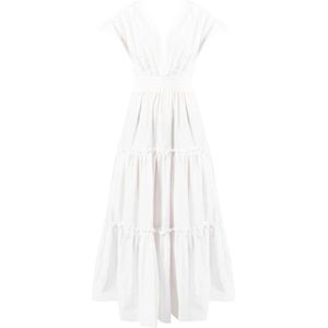 Pinko, Kleedjes, Dames, Wit, M, Katoen, Elegante Poplin Jurk