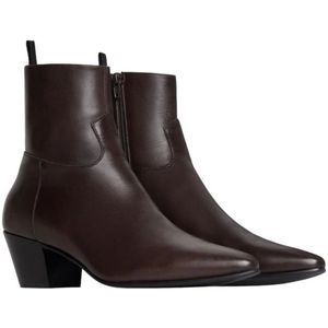 Celine, Schoenen, Heren, Bruin, 43 EU, Leer, Leren laarzen met 6 cm hak