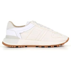 Maison Margiela, Witte Leren en Nylon Sneakers Wit, Dames, Maat:39 EU