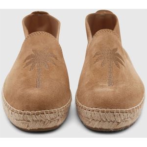 Manebí, Schoenen, Heren, Beige, 45 EU, Leer, Gewassen beige espadrilles met geborduurd motief