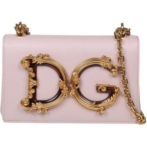 Dolce & Gabbana, Tassen, Dames, Roze, ONE Size, Leer, Powder Aw 23 DG Girls Schoudertas