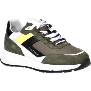 Baldinini, Sneaker in olive green and white suede Veelkleurig, Heren, Maat:46 EU