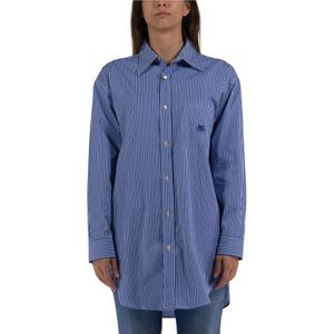 Etro, Blouses & Shirts, Dames, Blauw, XS, Katoen, Geo 1 Overhemd