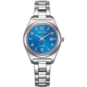 Citizen, Accessoires, Dames, Blauw, ONE Size, Super Titanium Horloge met Blauwe Wijzerplaat en Diamanten