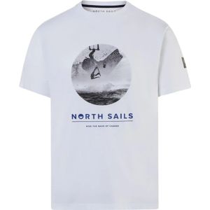 North Sails, Tops, Heren, Wit, 2Xl, Katoen, Kitesurf Print T-shirt