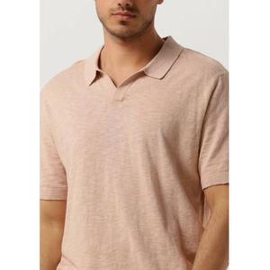 Selected Homme, Tops, Heren, Roze, L, Linnen, Perzik Linnen Gebreide Polo Shirt