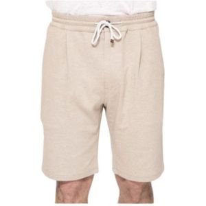 Brunello Cucinelli, Beige Bermuda Shorts met Relaxte Pasvorm Beige, Heren, Maat:L