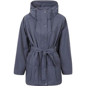 Max Mara Weekend, Mantels, Dames, Blauw, 3Xs, Katoen, Korte blauwe parka van katoen en nylon twill