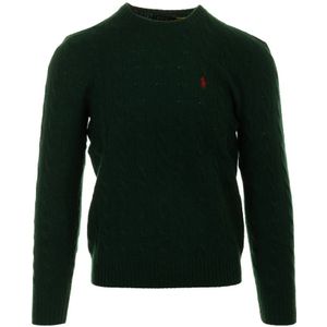 Ralph Lauren, Truien, Heren, Groen, L, Wol, Kabel Gebreide Trui Pullover