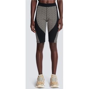 Balmain, Sport, Dames, Beige, S, Katoen, Monogram jersey fietsbroek