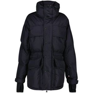 Moncler, Jassen, Heren, Blauw, L, Leer, Brigues Gewatteerde Jas