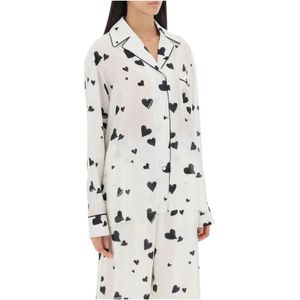 Marni, Blouses & Shirts, Dames, Veelkleurig, S, Hartjes Print Zijden Pyjama Shirt