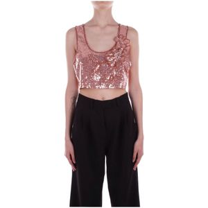 Blugirl, Roze Top met pailletten Roze, Dames, Maat:XS