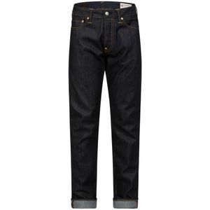 Evisu, Jeans, Heren, Blauw, W30, Katoen, Blauwe Slim-Fit Katoenen Jeans met Zeemeeuwprint