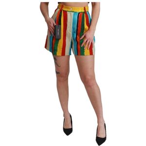 Dolce & Gabbana, Korte broeken, Dames, Veelkleurig, S, Levendige Multicolor Mini Shorts