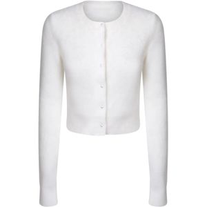 Maison Margiela, Truien, Dames, Wit, M, Witte Crop-Cut Cardigan