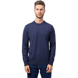 Boss, Sweatshirts & Hoodies, Heren, Blauw, 3Xl, Katoen, Blauwe Katoenen Trui Straight Fit