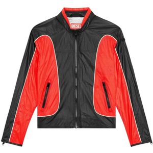 Diesel, Jassen, Heren, Rood, XL, Nylon, Nylon jacket with contrast detailing