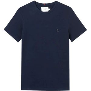 Les Deux, Tops, Heren, Blauw, L, Piqué T-shirt met Encore-logo