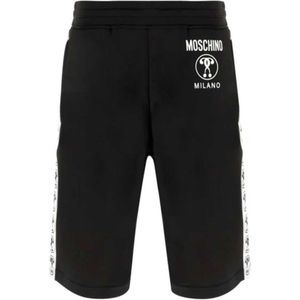 Moschino, Korte broeken, Heren, Zwart, L, Polyester, Shorts met Double Question Mark Logo