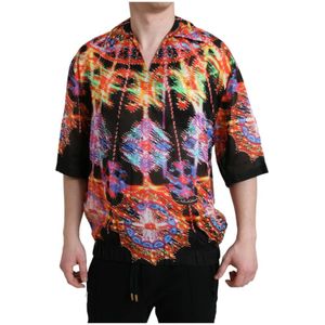 Dolce & Gabbana, Overhemden, Heren, Veelkleurig, L, Katoen, Multicolor Luminary Print Katoenen T-shirt