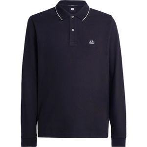 C.p. Company, Slim Fit Polo Shirt met Lange Mouwen Blauw, Heren, Maat:XL