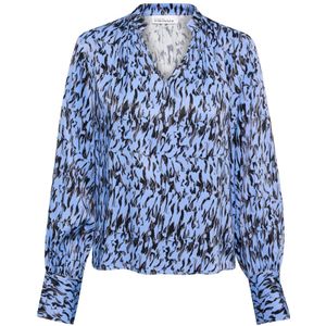 Karen by Simonsen, Blouses & Shirts, Dames, Blauw, S, Blauwe Pofmouw Blouse Nikole Della