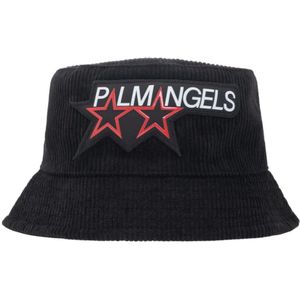 Palm Angels, Streetwear Zwarte Bucket Hoed Zwart, Heren, Maat:ONE Size